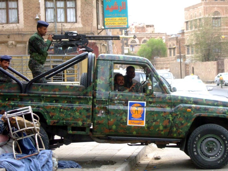 A Yemen Police Toyota Land Cruiser HZJ79 technical armed w/DShKM.