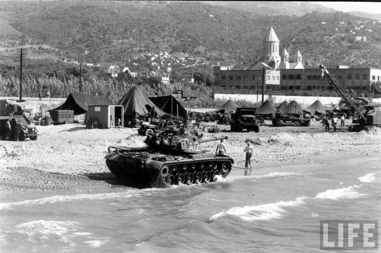 A USMC M48A1 on Lebanese shores north of Beirut, Antelias area.