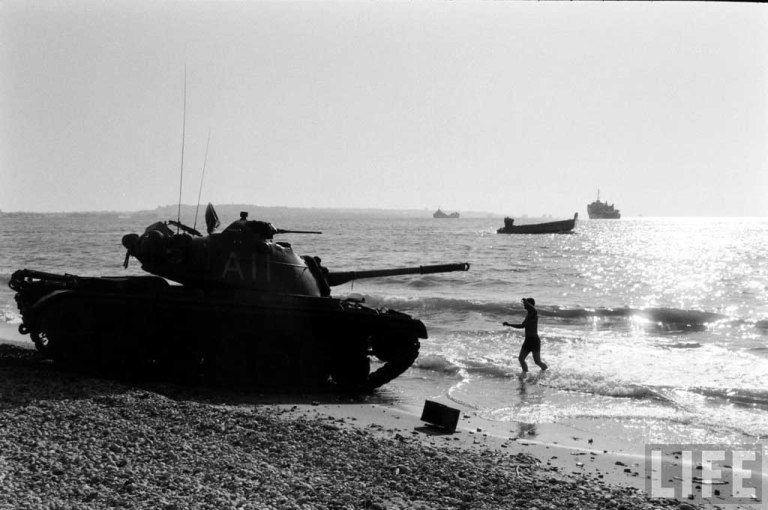 A USMC M48A1 on Lebanese shores north of Beirut, Antelias area.