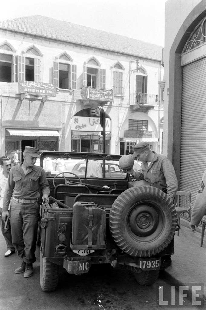 A USMC M38A1 Jeep in Beirut streets.