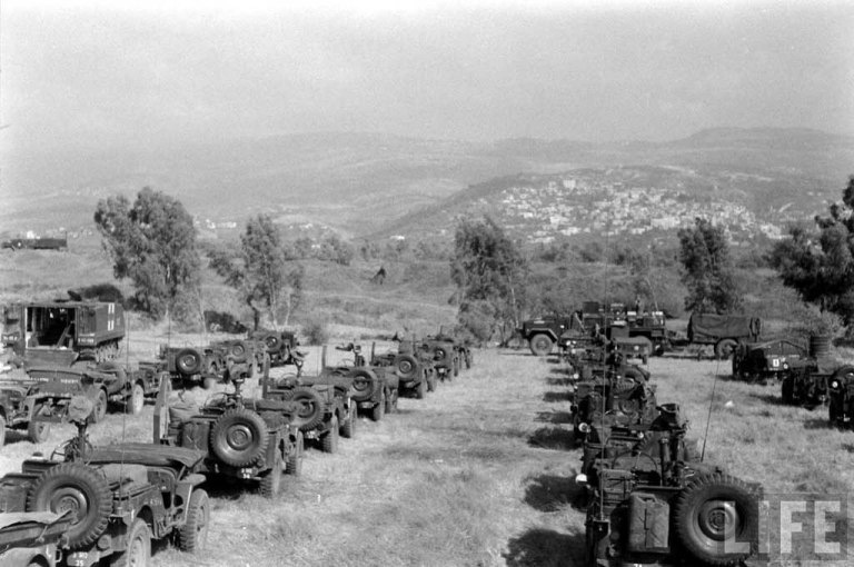 US Army M38 Jeeps and M59 APC.